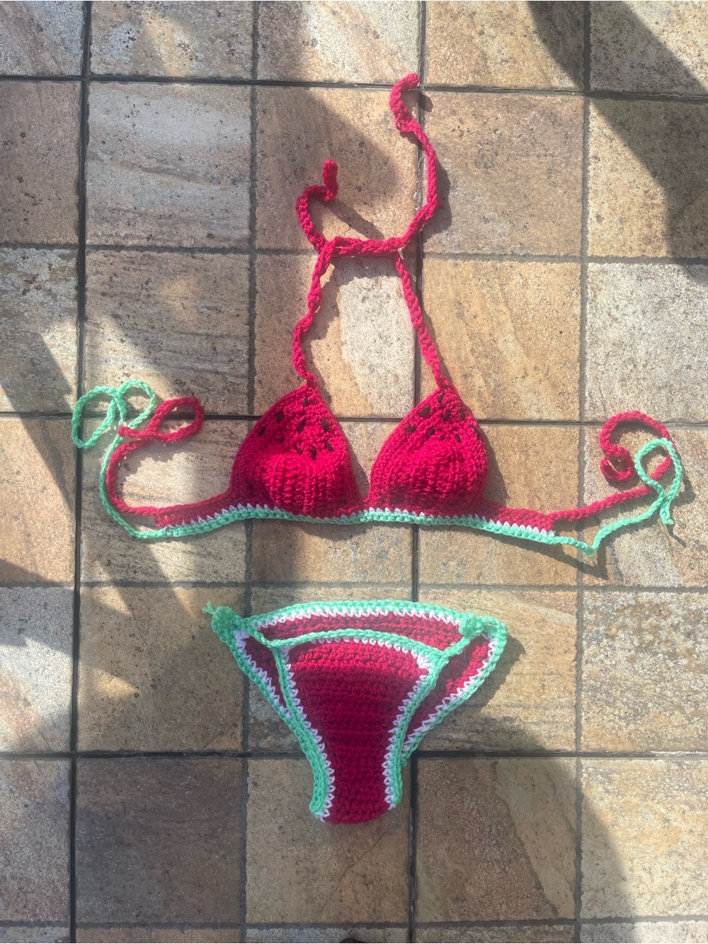 Handmade Crochet Watermelon Bikini | Sweet Cotton | Beach Set | Size: M/L
